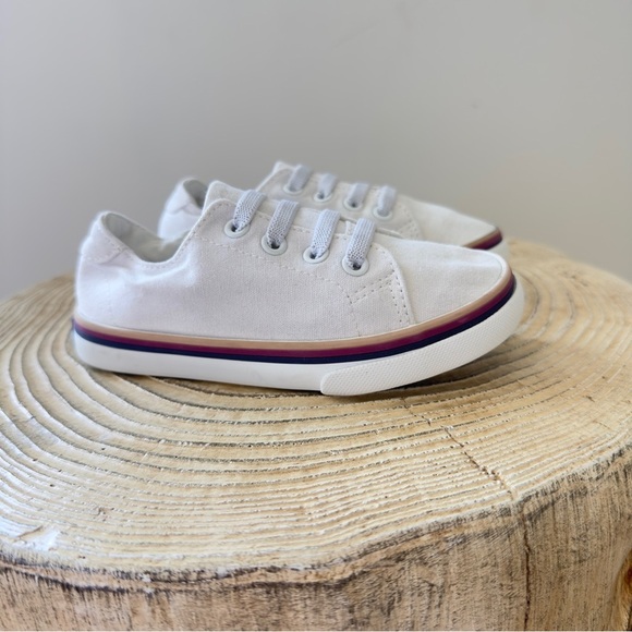 Janie and Jack White Toddler Sunset Stripe Sneakers with Size 9 - Picture 2 of 11